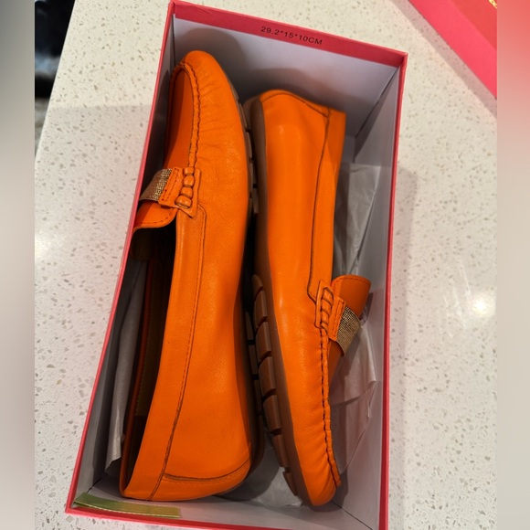 Vaneli Orange Loafers with Gold Detail - Picture 2 of 3